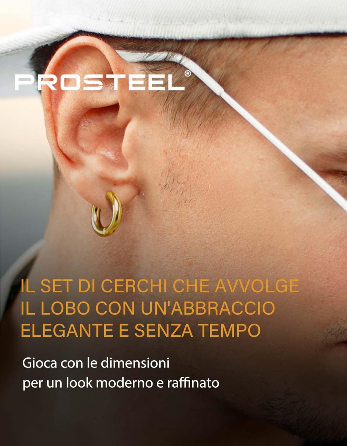 Thumbnail 1 de PROSTEEL Set orecchini uomo unisex in acciaio 316L – 3 o 4 pezzi, placcati oro o nero