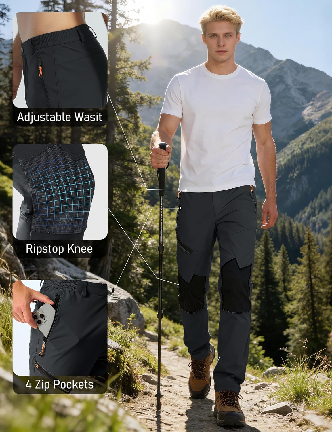 Detalle 2 de MAGCOMSEN MCS966-110 Men's Fleece-Lined Winter Pants, Water-Resistant