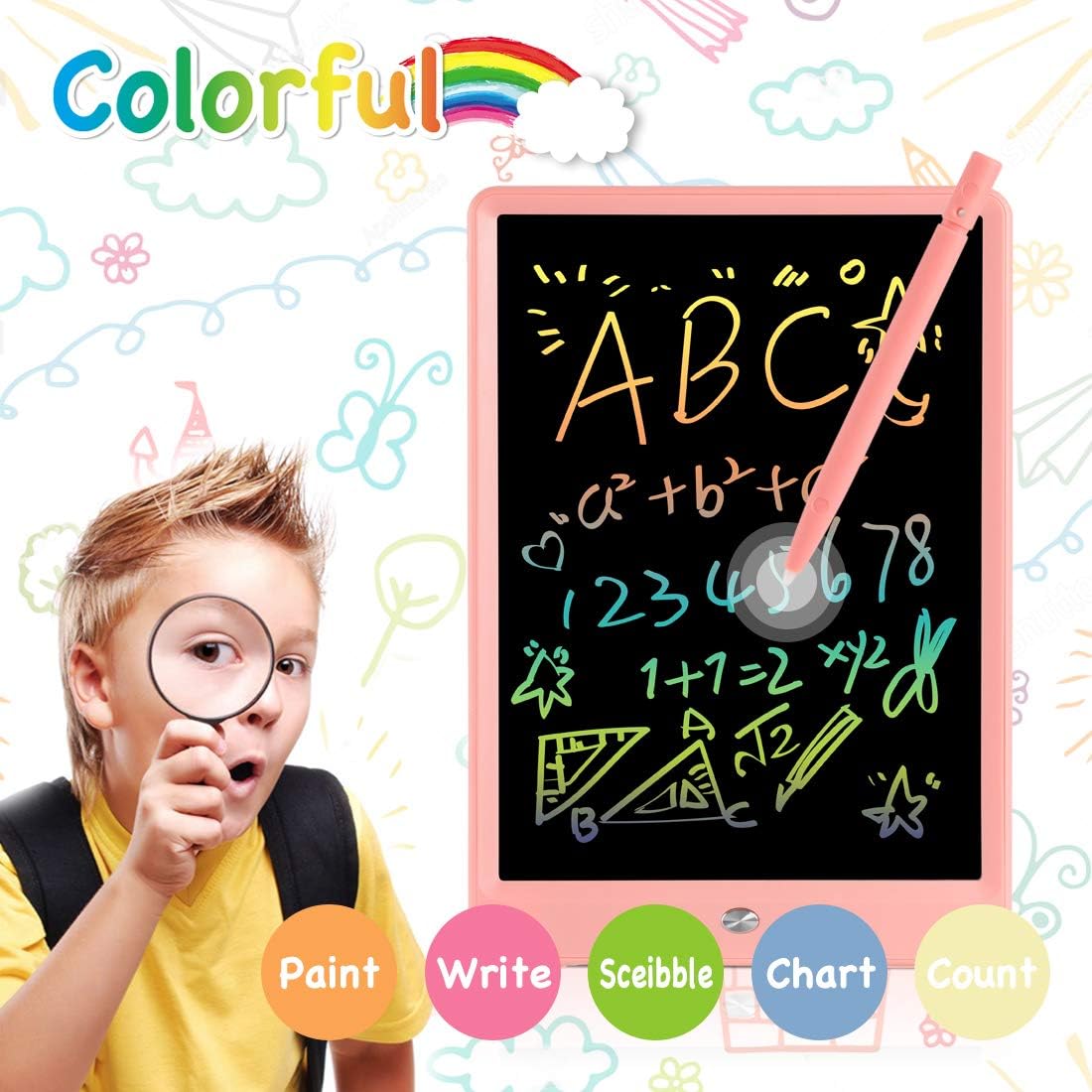 Detalle 2 de ORSEN 10-Inch LCD Writing Tablet for Kids (Color Doodle Board, Pink)