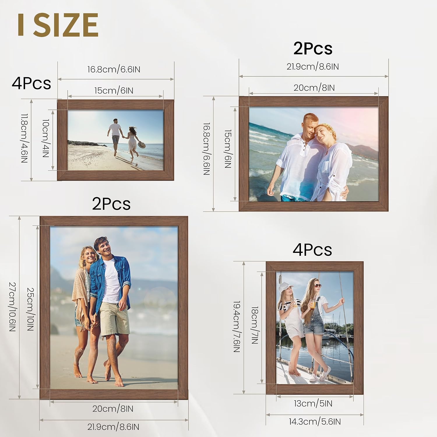 Detalle 2 de Feihorrm Set of 12 Walnut Photo Frames 4x6-8x10