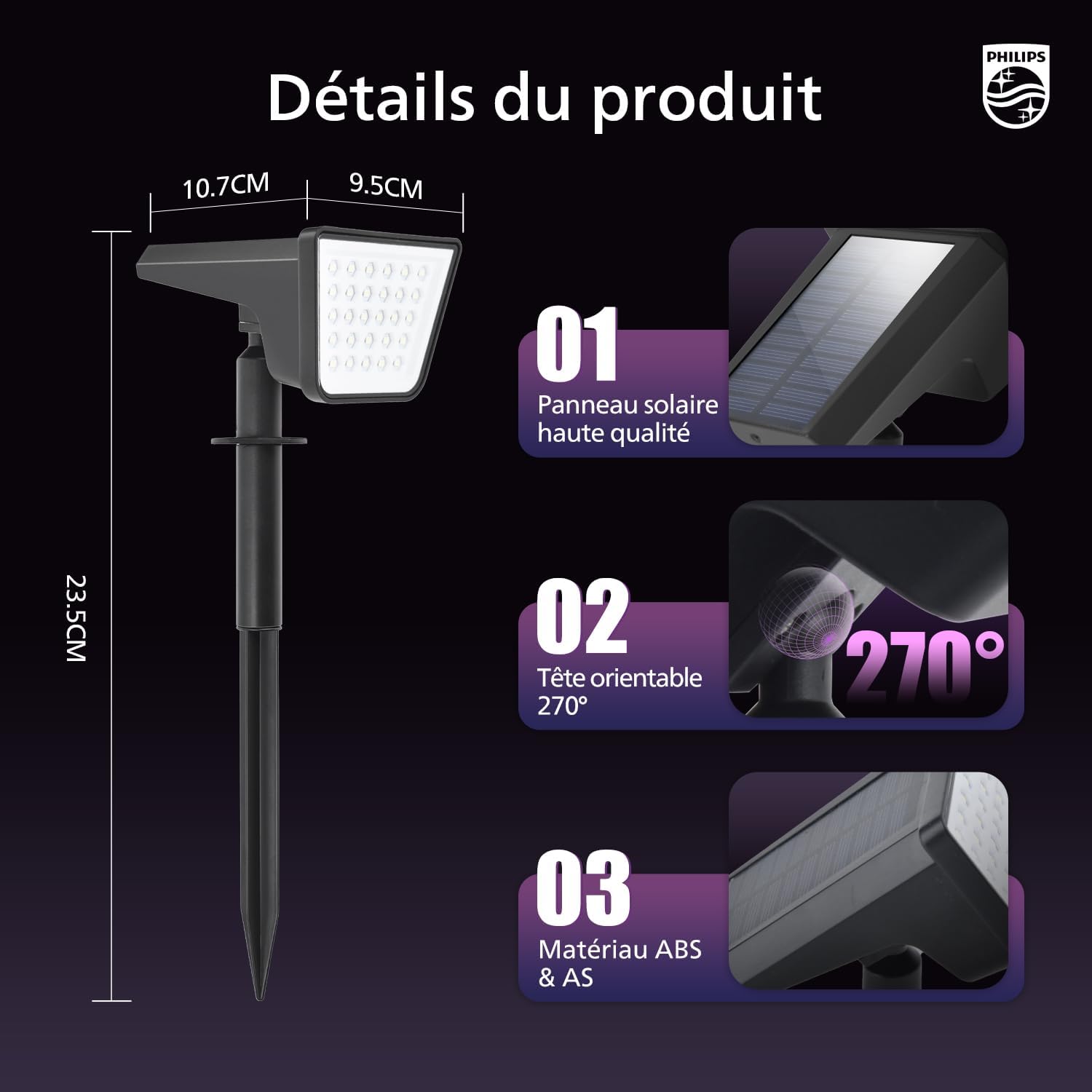 Detalle 2 de Philips Spots solaires RGBW lot de 4