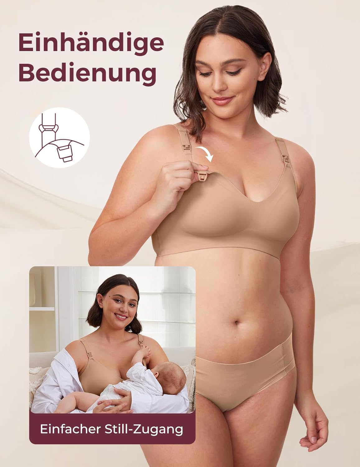 Detalle 2 de Momcozy Still-BH ohne Bügel: Nahtloser, gepolsterter Still-Bralette für Alltag und Schlaf