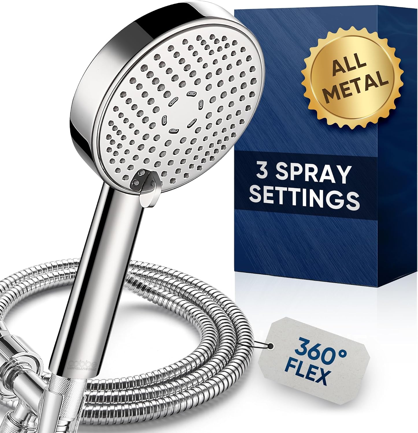 Detalle de Cobbe KSCP160-CA Handheld Shower Head, 3 Spray Settings, Stainless Steel