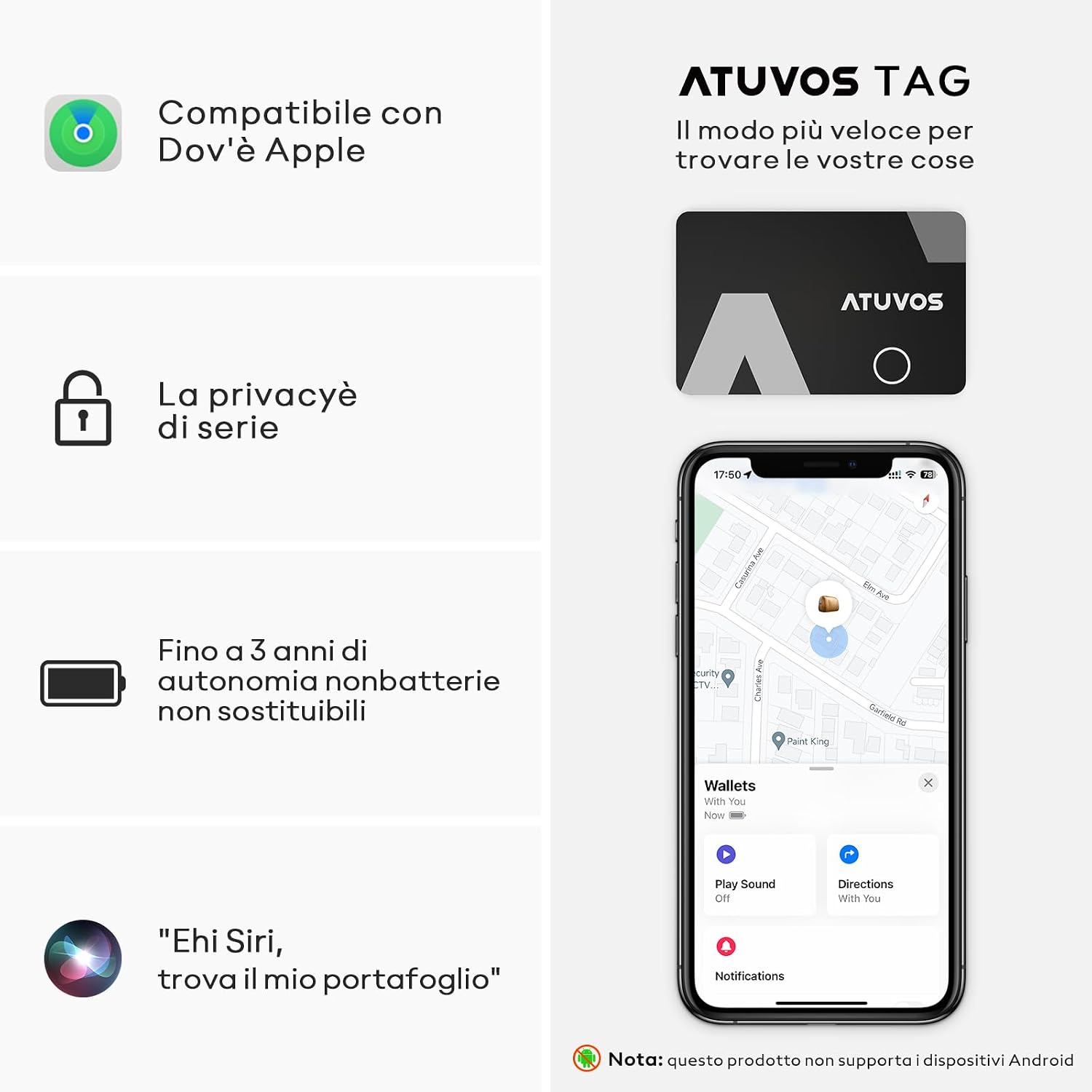 Detalle de ATUVOS Air Tag Card Wallet Tracker Thin (2 pezzi) da 1,6 mm compatibile con Apple Dov’è