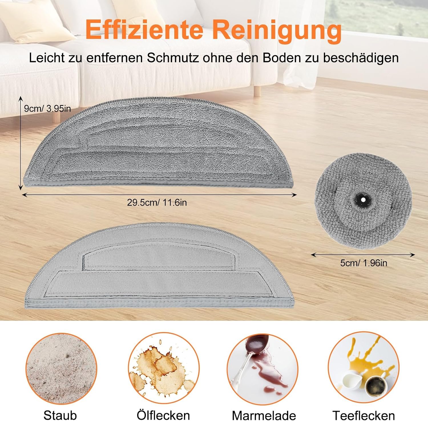 Detalle de Pure Realm 12-teiliges Zubehörset für Roborock S8 MaxV Ultra (VibraRise 3.0) – Mikrofasertücher als wiederverwendbare Mop-Ersatzteile