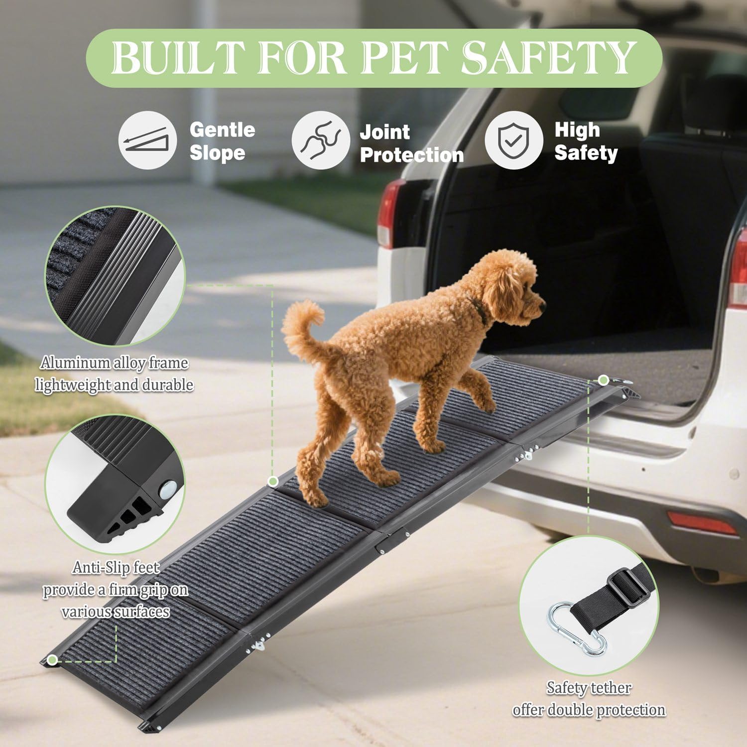 Detalle de PawHaven folding dog ramp 170x44cm