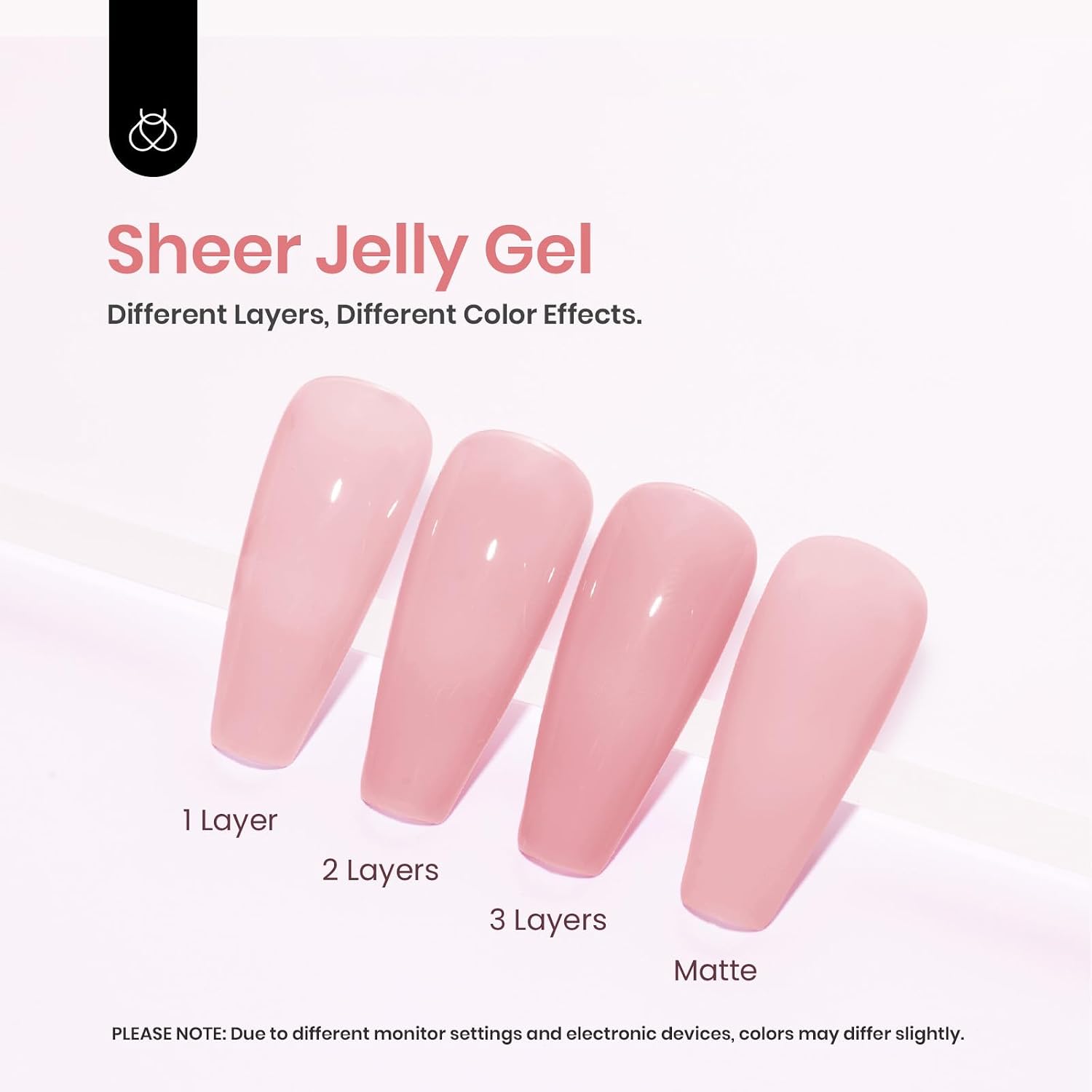 Detalle de Beetles Nude Pink Jelly gelnagellak 15 ml – transparant roze met glanzende uv-gelfinish