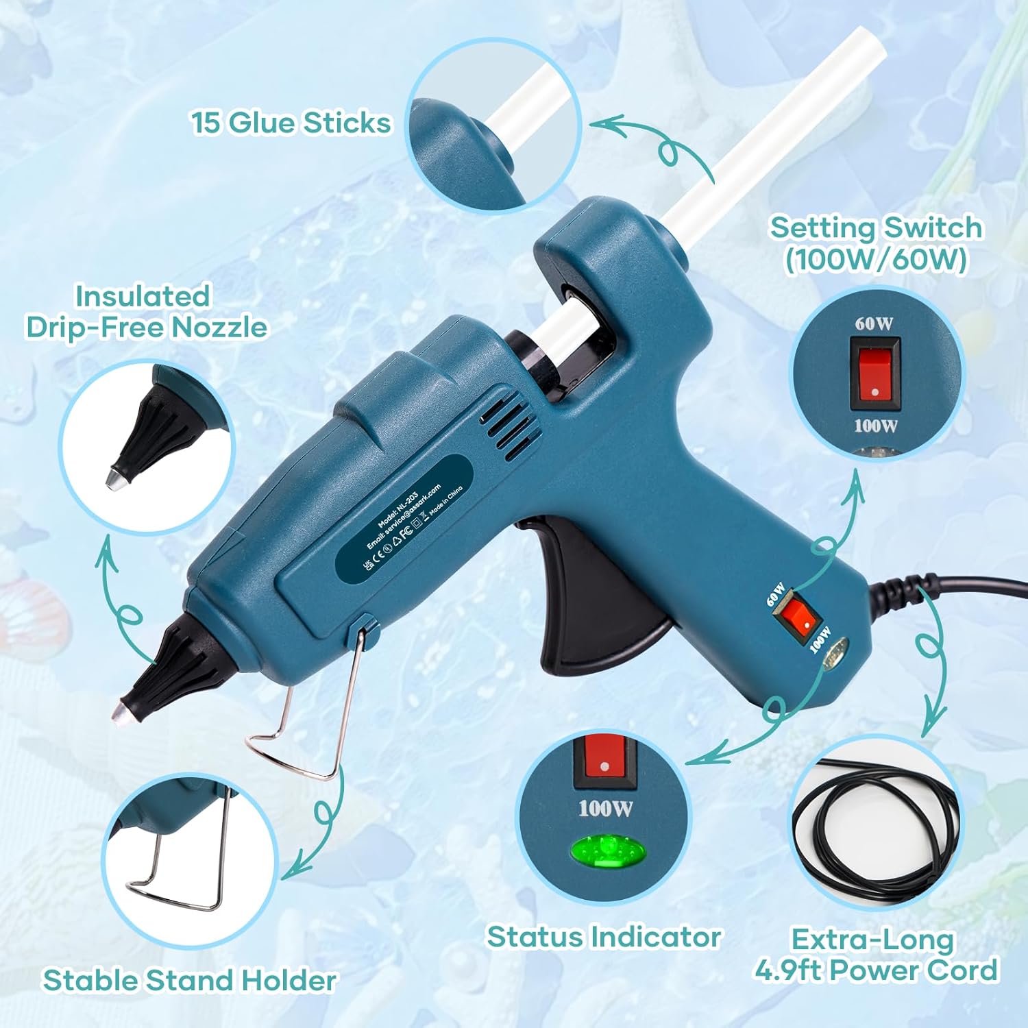 Thumbnail 5 de DY-KE203 100W Hot Glue Gun with 15 Glue Sticks