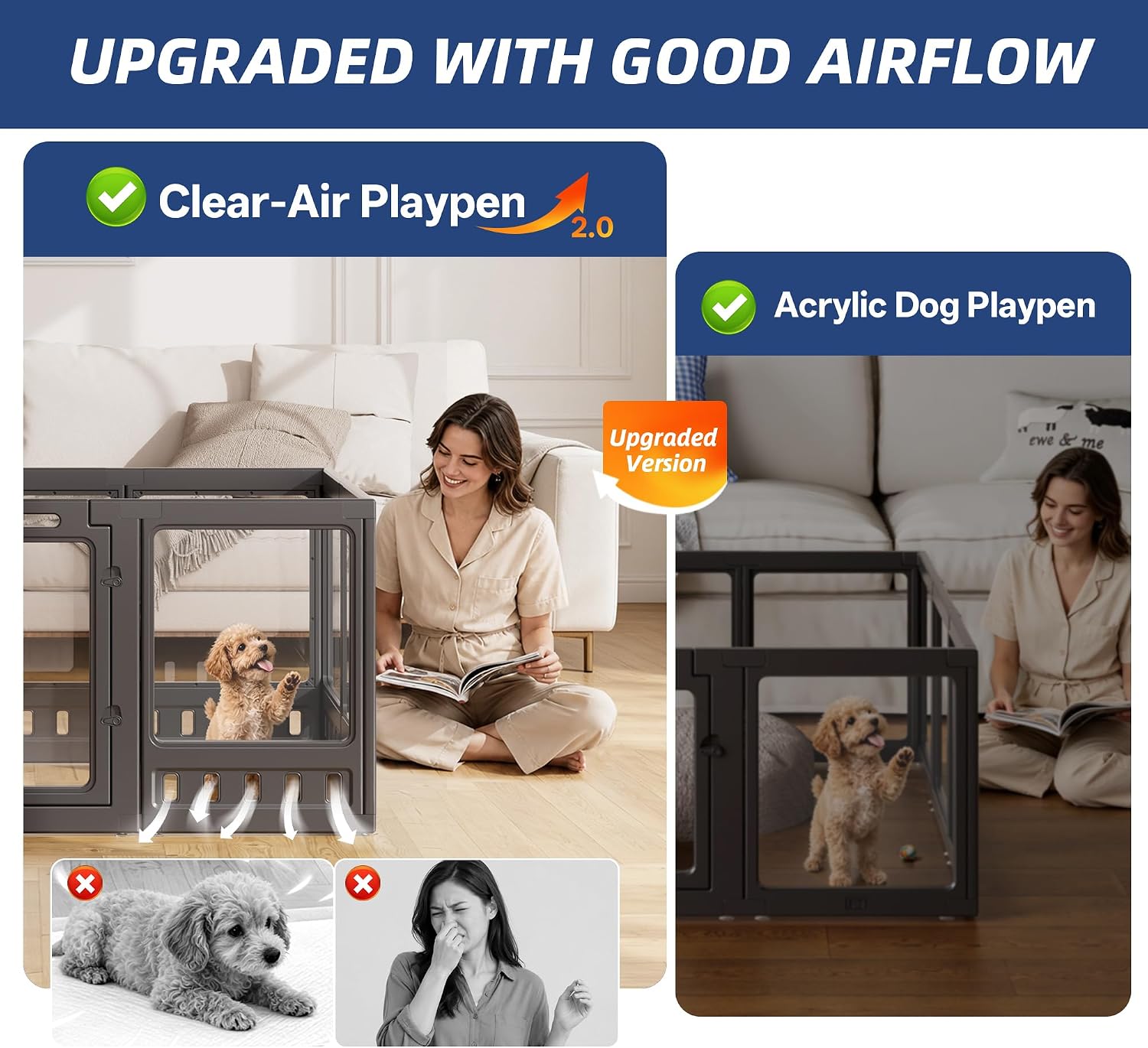 Detalle 2 de ClimbHope Acrylic Dog Playpen 24-Inch