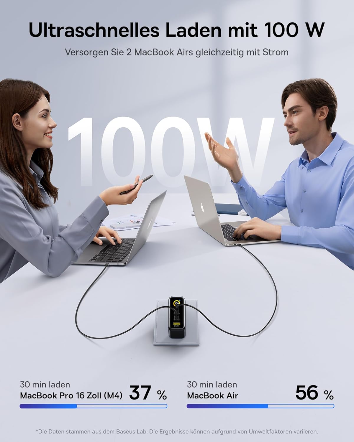 Thumbnail 2 de Baseus 100W Picogo USB-C Ladegerät mit Smart Display – 3-in-1 GaN Schnelllader