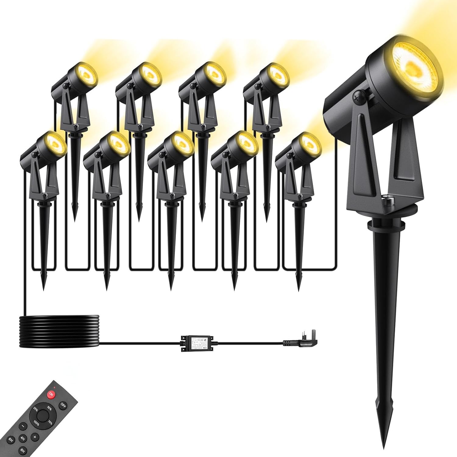 Detalle de Garden Lights Mains Powered 35M/116FT 10 Pack LED Landscape Spotlights with Remote Control