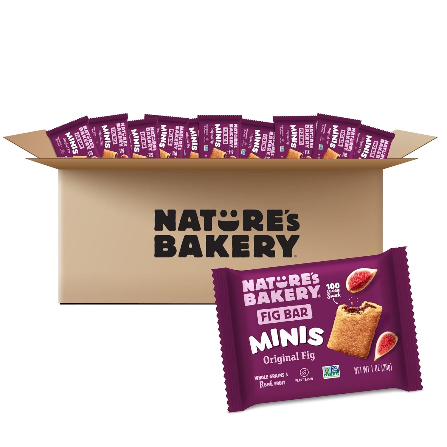 Detalle de Nature’s Bakery Whole Wheat Fig Mini Bars, Original Fig, Vegan, 150 Count