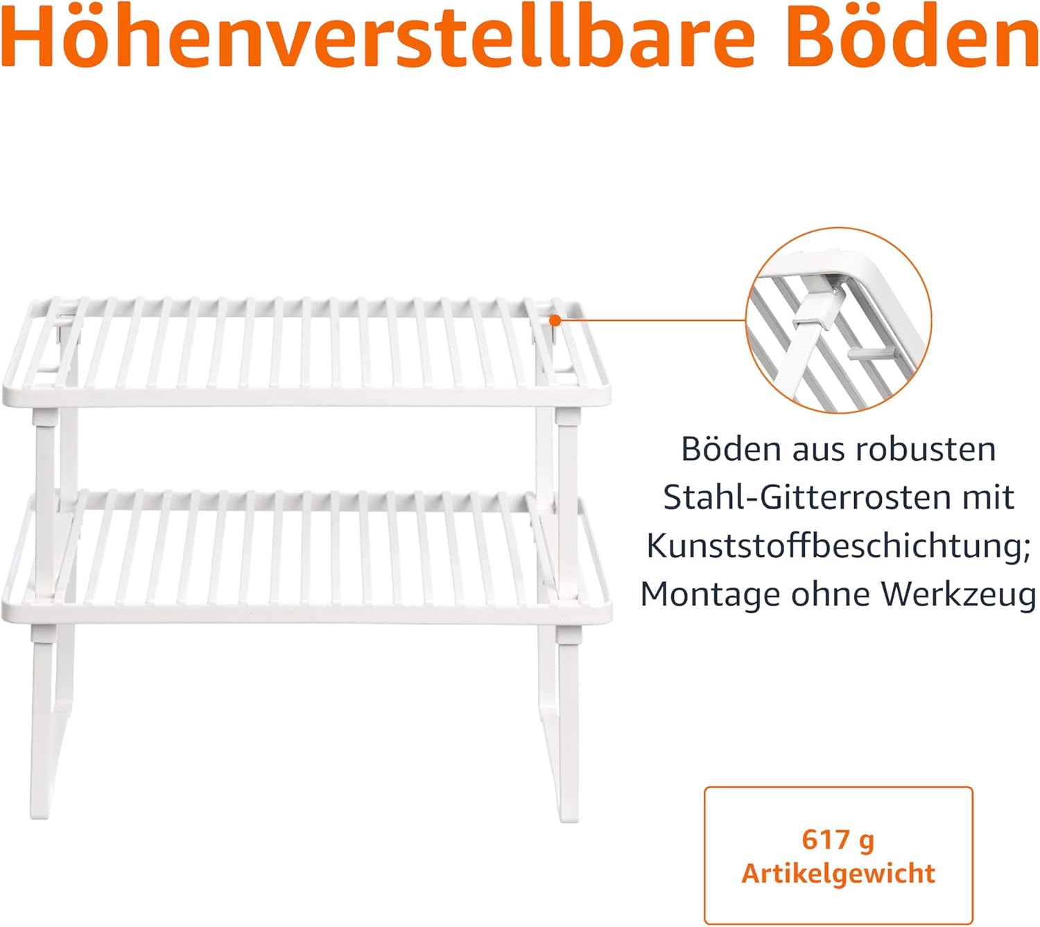 Thumbnail 2 de Amazon Basics Legierter Stahl Aufbewahrungsregale für die Küche, stapelbar, Weiß