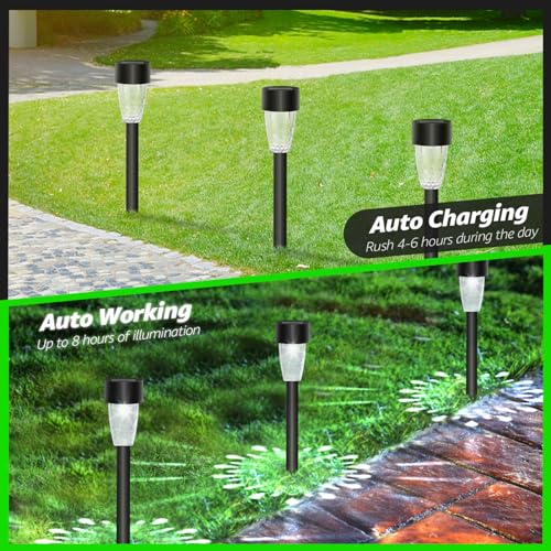 Detalle de Aigostar 24 LEDs Luz Solar Exterior para Jardín: iluminación LED solar de césped con patrones