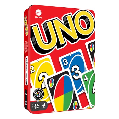 Detalle de Mattel Games UNO Card Game (Ages 7+, 2–10 Players) with Collectible Storage Tin