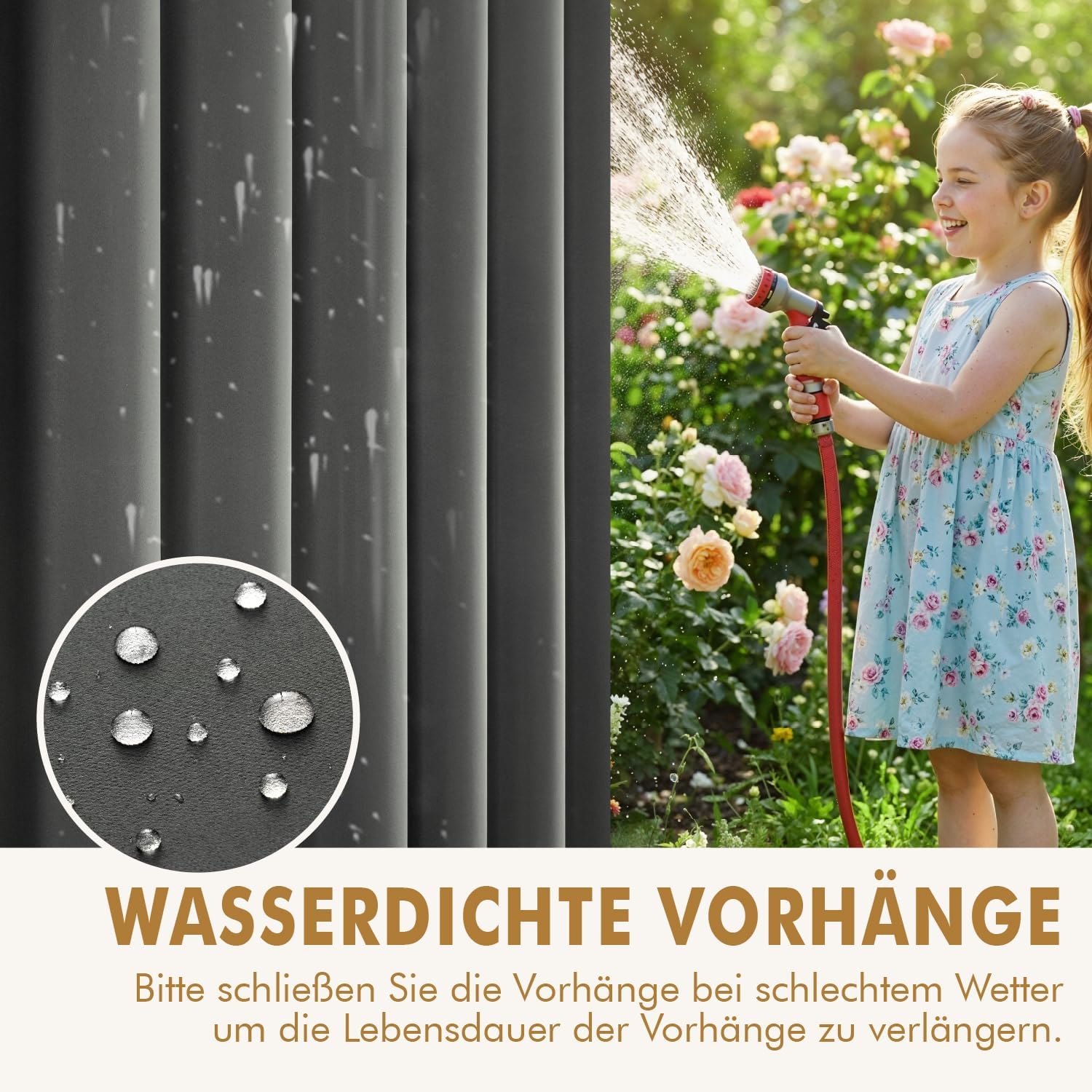 Thumbnail 2 de MIULEE Outdoor Vorhang 1 Stück – wasserdicht, blickdicht und wetterfest, 254 x 213 cm, Grau