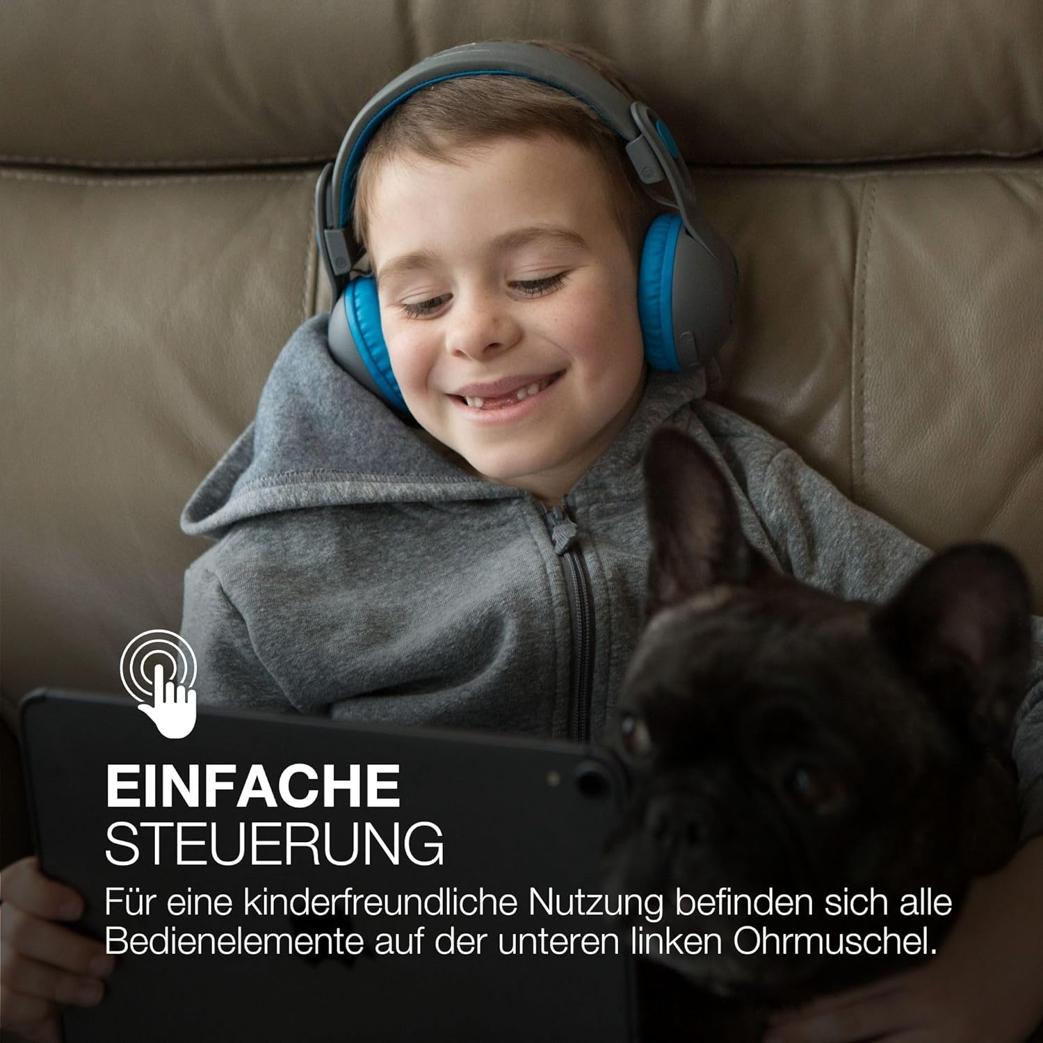 Thumbnail 5 de JLab JBuddies Studio 2: lauterkeitsicherer Kinder-Kopfhörer (kabellos & kabelgebunden) Grau/Blau