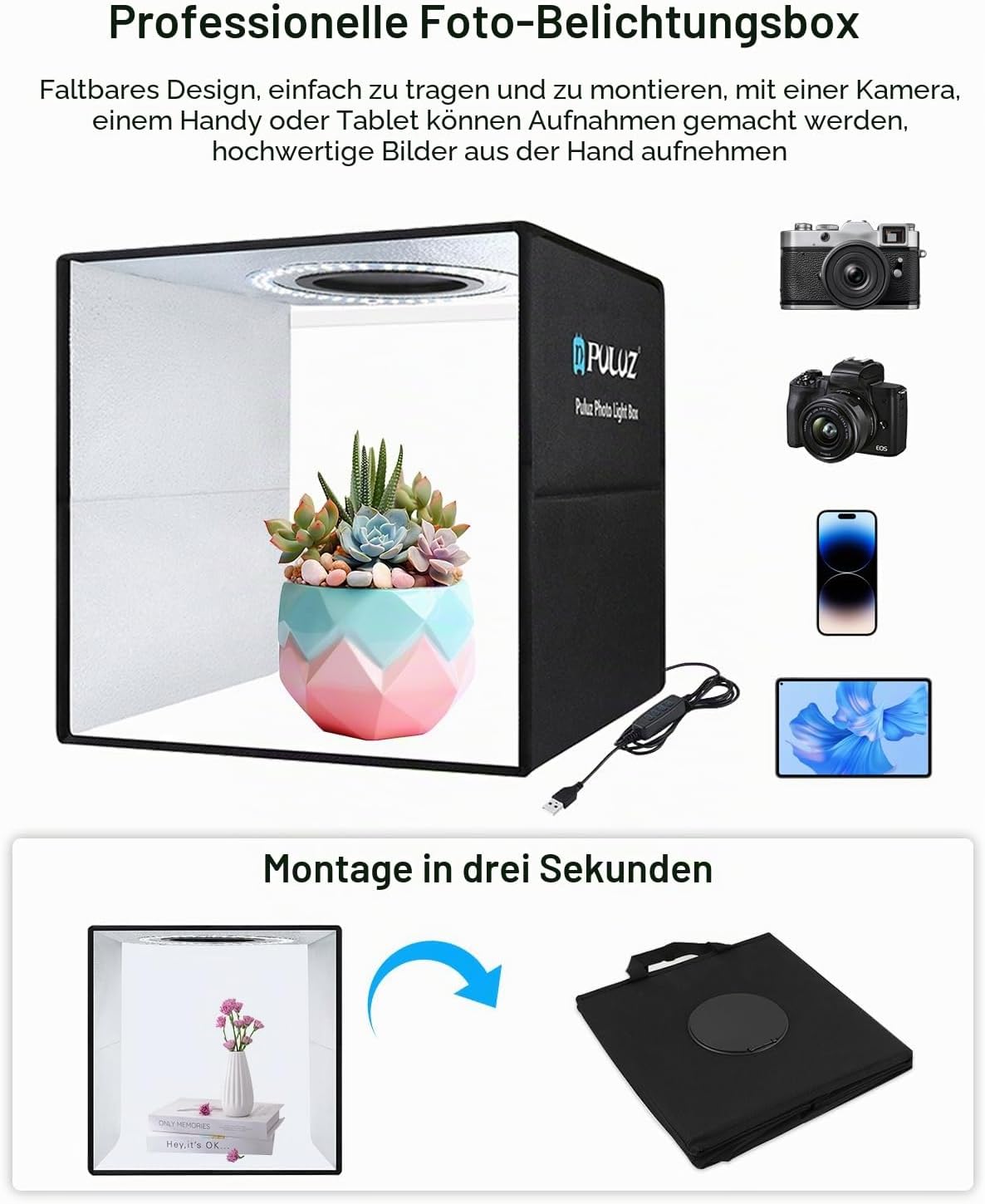 Thumbnail 5 de PULUZ 30cm Fotobox für Produktfotografie