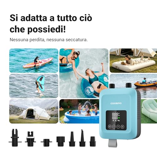 Detalle de CooSpo Pompa elettrica verticale per SUP: gonfiaggio ad alta pressione fino a 20 psi