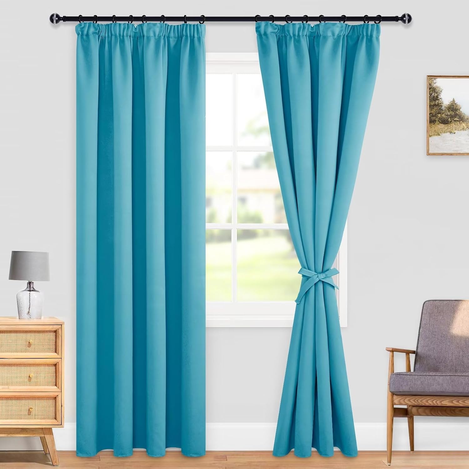 Detalle 2 de DWCN Verdunkelungsvorhang 228x167 cm Türkis 2er Set