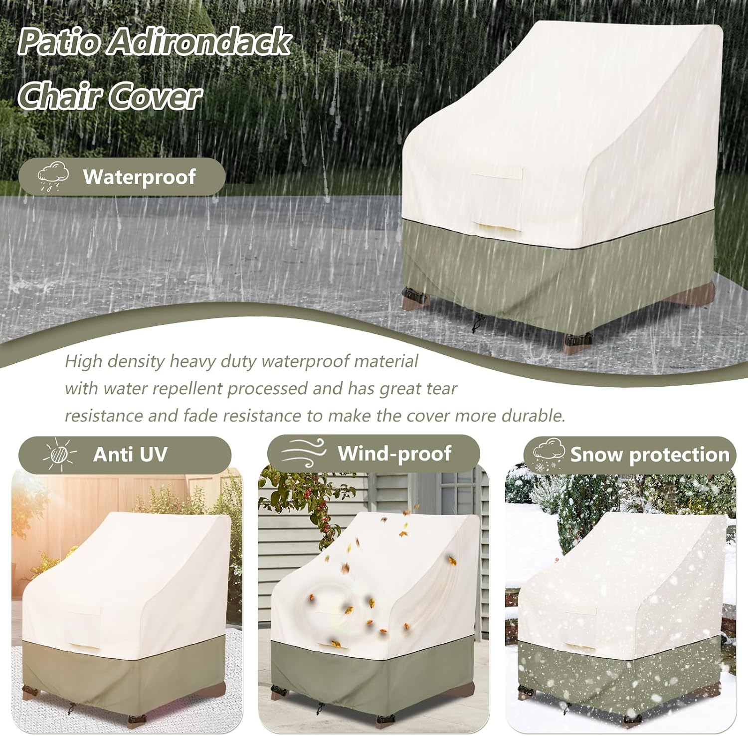 Thumbnail 6 de Bitubi 1010-MB-2L Adirondack Chair Covers, 2-Pack Waterproof Oxford