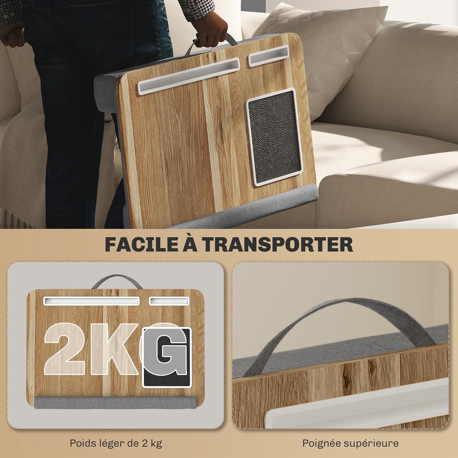 Thumbnail 4 de HOMCOM Support ordinateur lit 55,5 x 37 cm