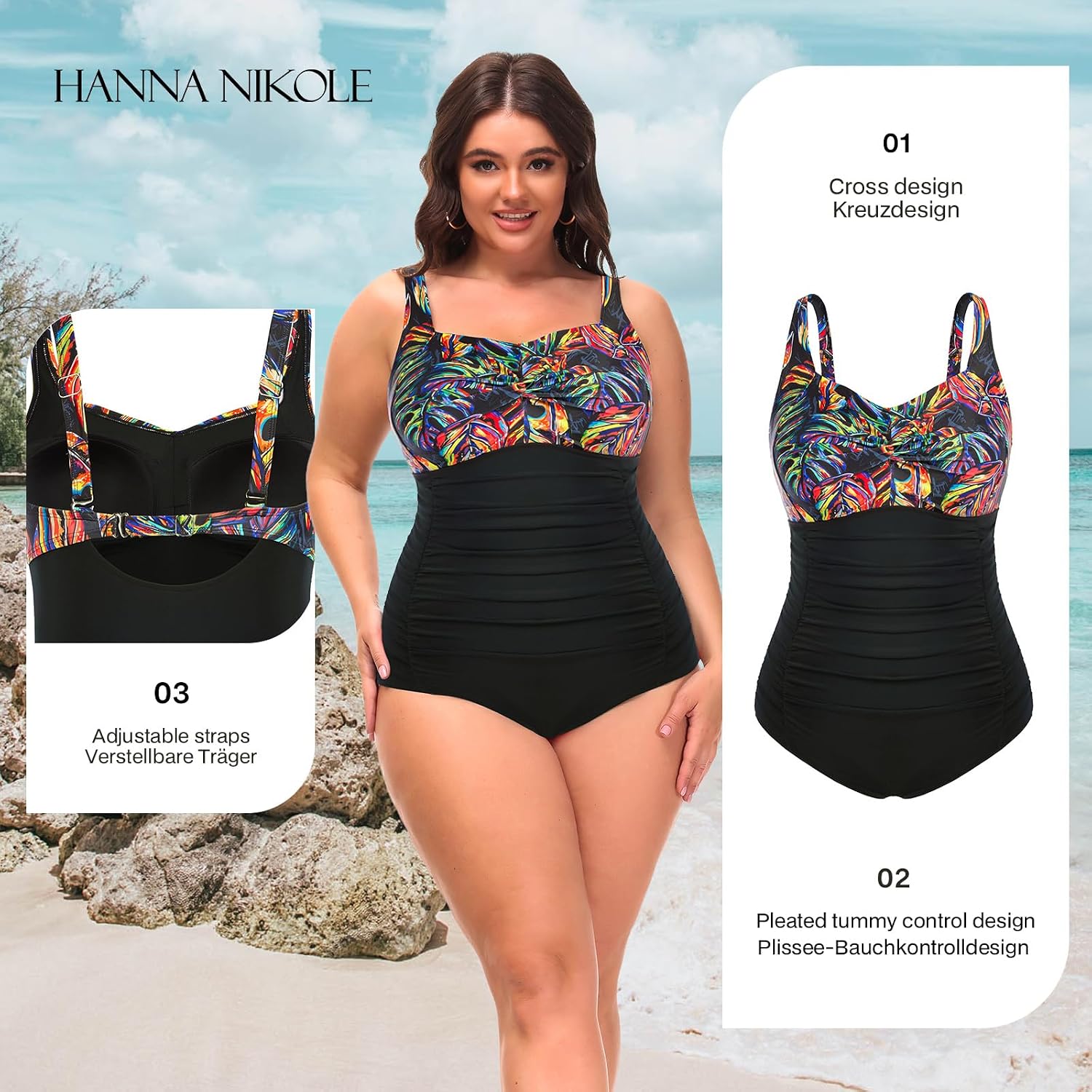 Detalle de Hanna Nikole Plus Size Tummy Control Swimsuit