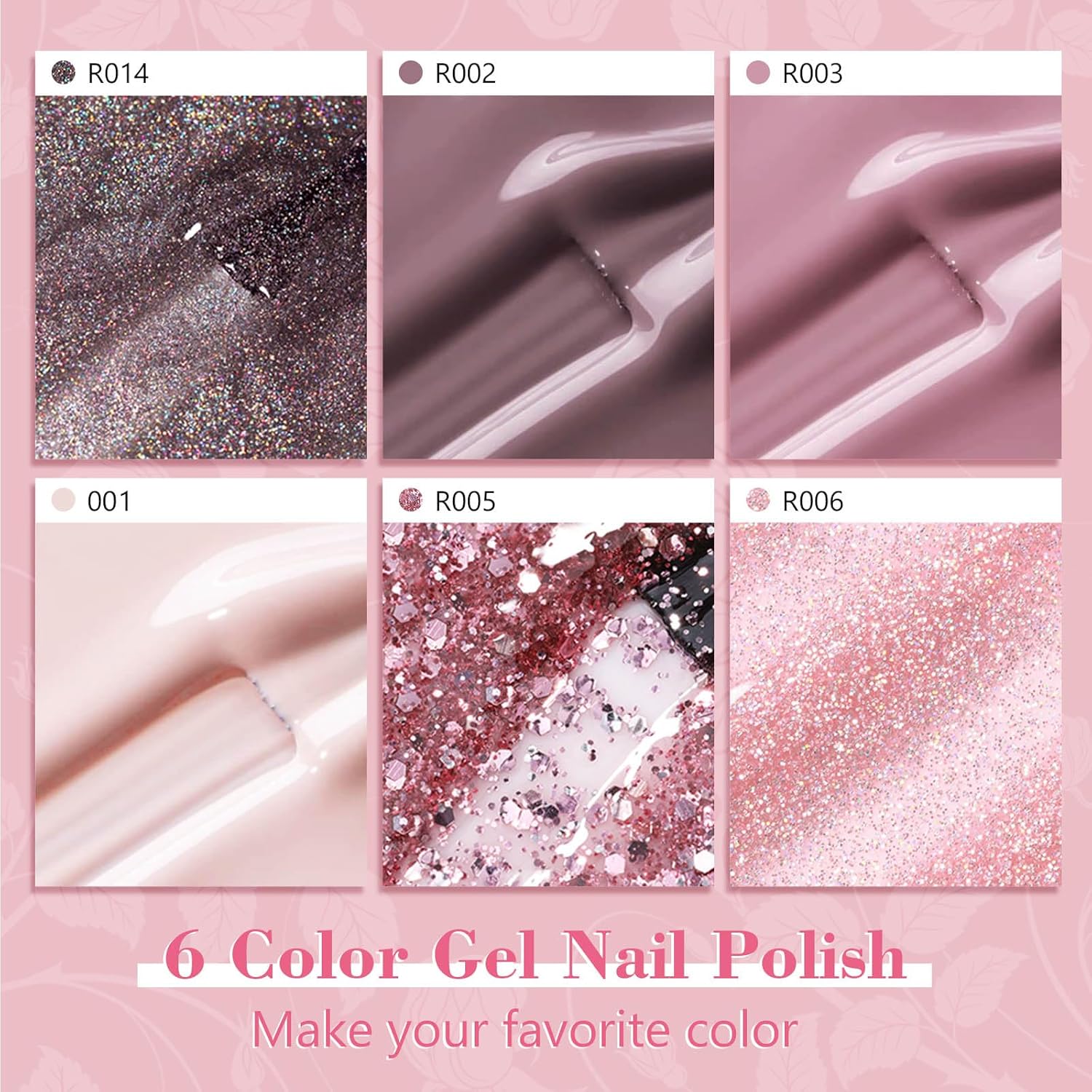 Thumbnail 2 de Shining She UV-Nagellack-Set mit 6 Farben (Glitzer & Nude), 8 ml pro Flasche – für DIY Nailart zu Hause