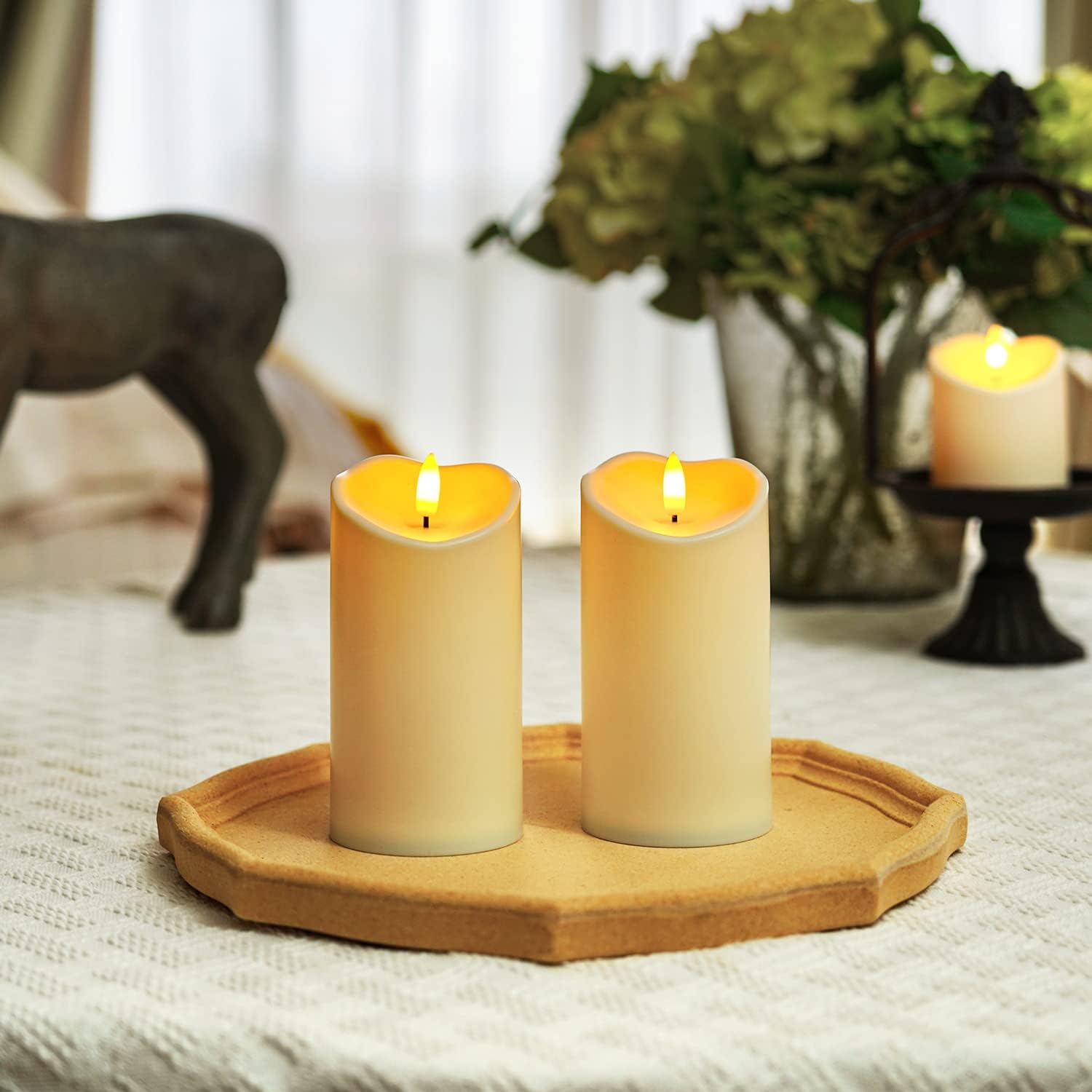 Thumbnail 1 de Homemory 6×3 LED flameless pillar candles, set of 2 🕯
