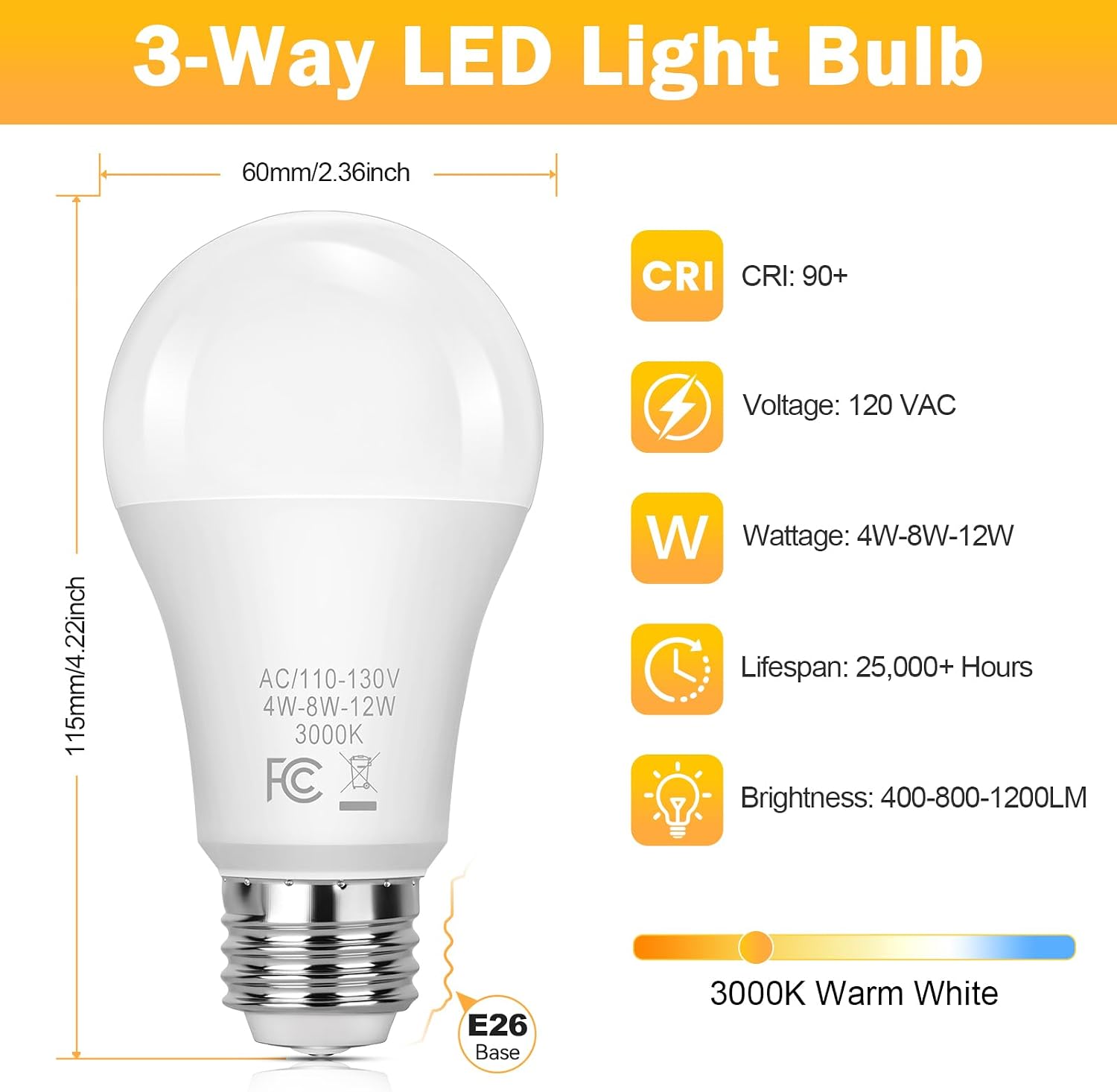 Detalle de Yochoice 3-Way LED Bulbs 3000K