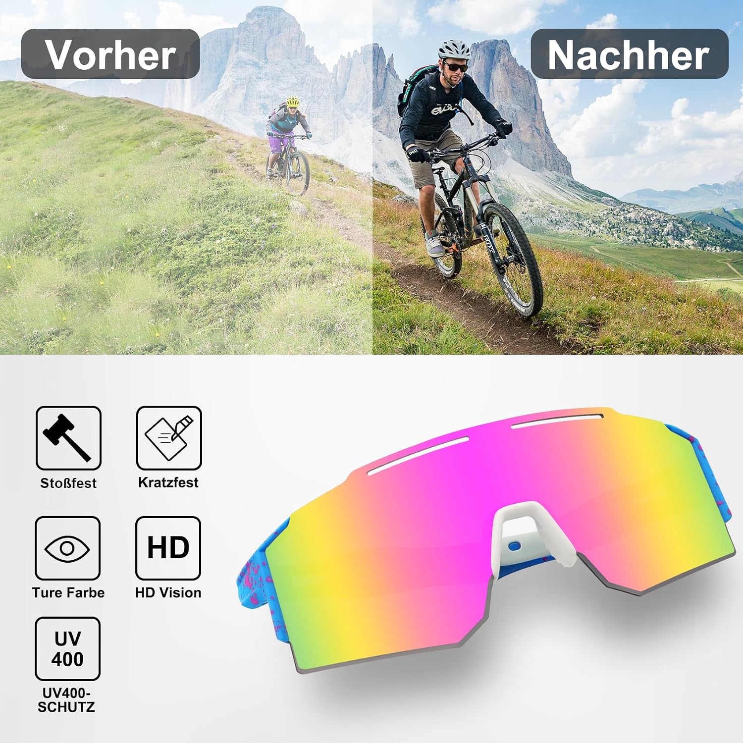 Thumbnail 5 de DUDUKING Sonnenbrille Fahrradbrille UV400 Schutz