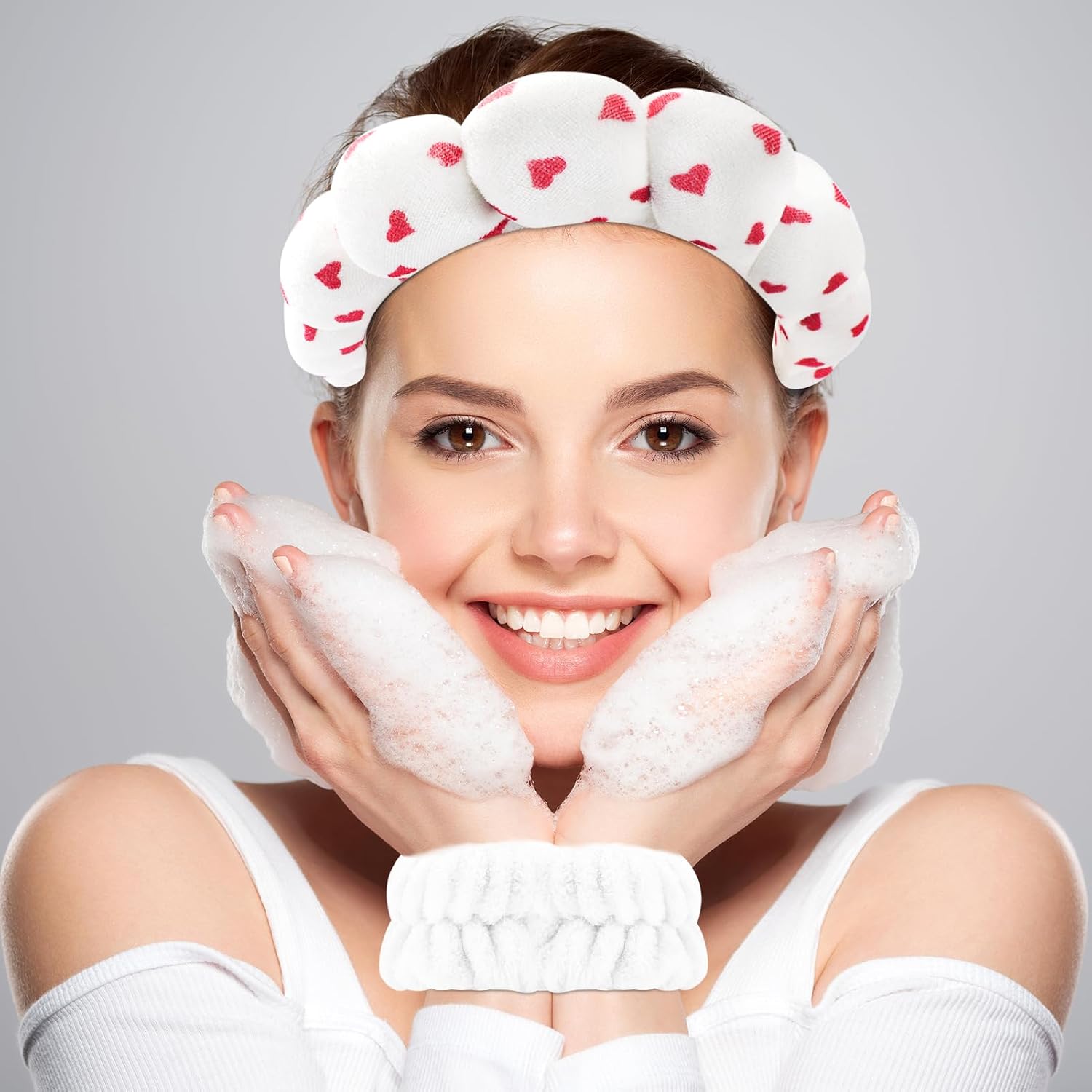 Thumbnail 1 de Zkptops Spa Headband and Wristband Set for Washing Face – Velvet, Sponge–Lined, Non-Slip Haircare Accessory