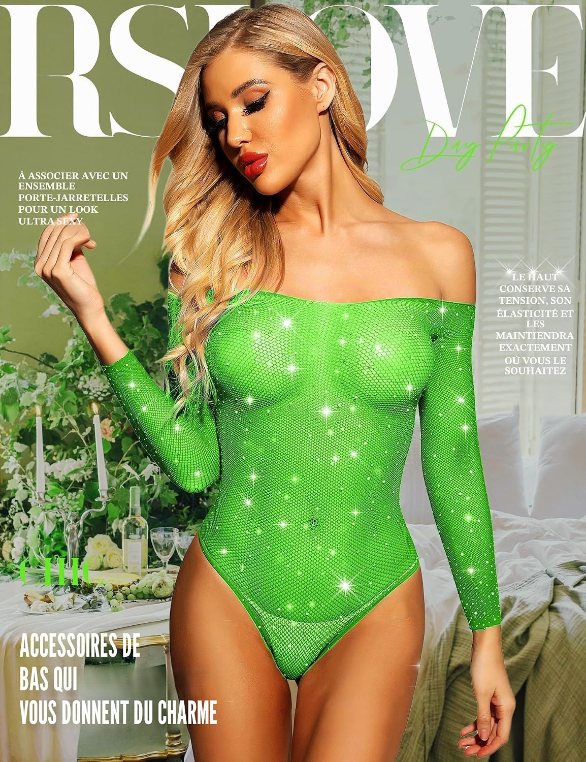 Detalle 2 de RSLOVE Body en Résille à Strass - Teddy sexy en maille pour femmes