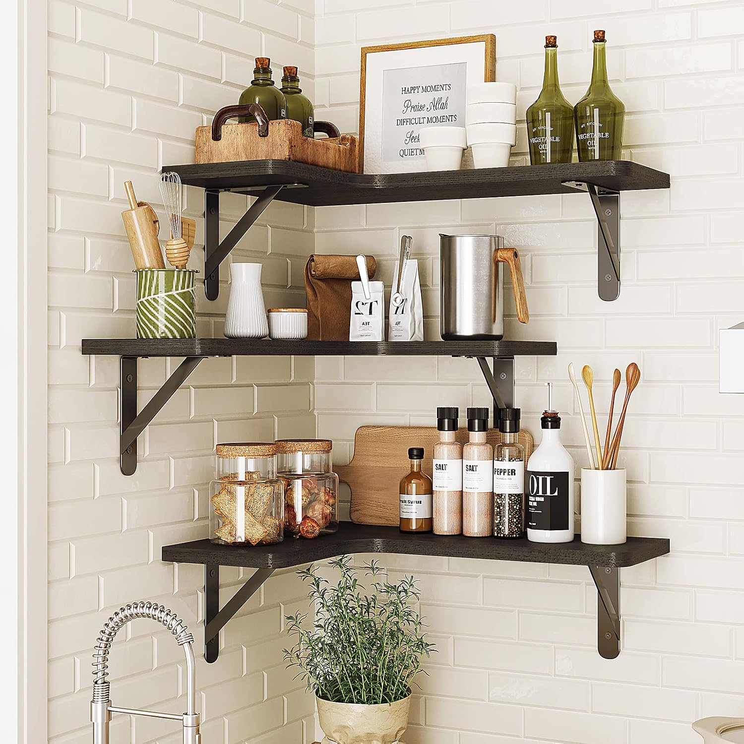 Thumbnail 6 de Fixwal Floating Shelves Set of 5 — Rustic Corner Shelves 🪵