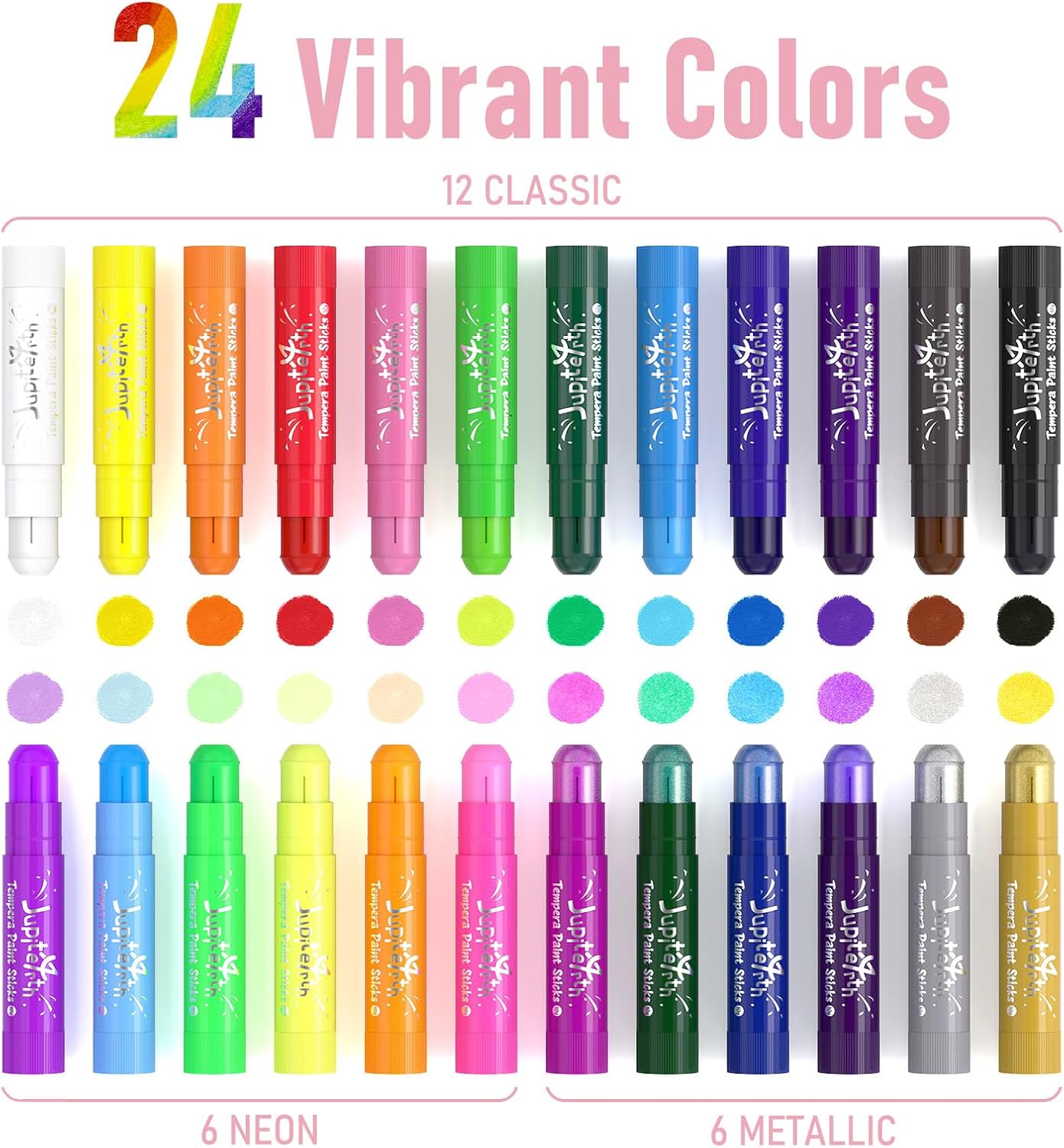 Detalle 2 de JUPITEARTH 24 Colors Tempera Paint Sticks