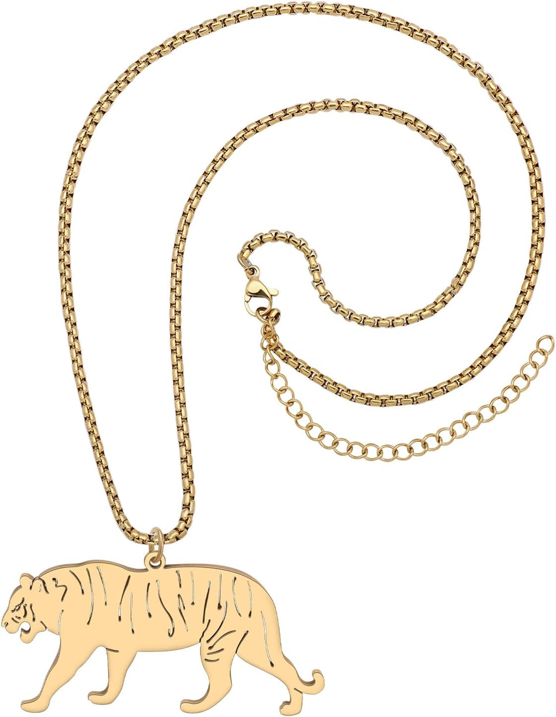 Detalle de RAIDIN Tiger Leopard Halskette aus rostfreiem Edelstahl – Gold- oder Silberoptik, 50 cm + 7 cm Verlängerung