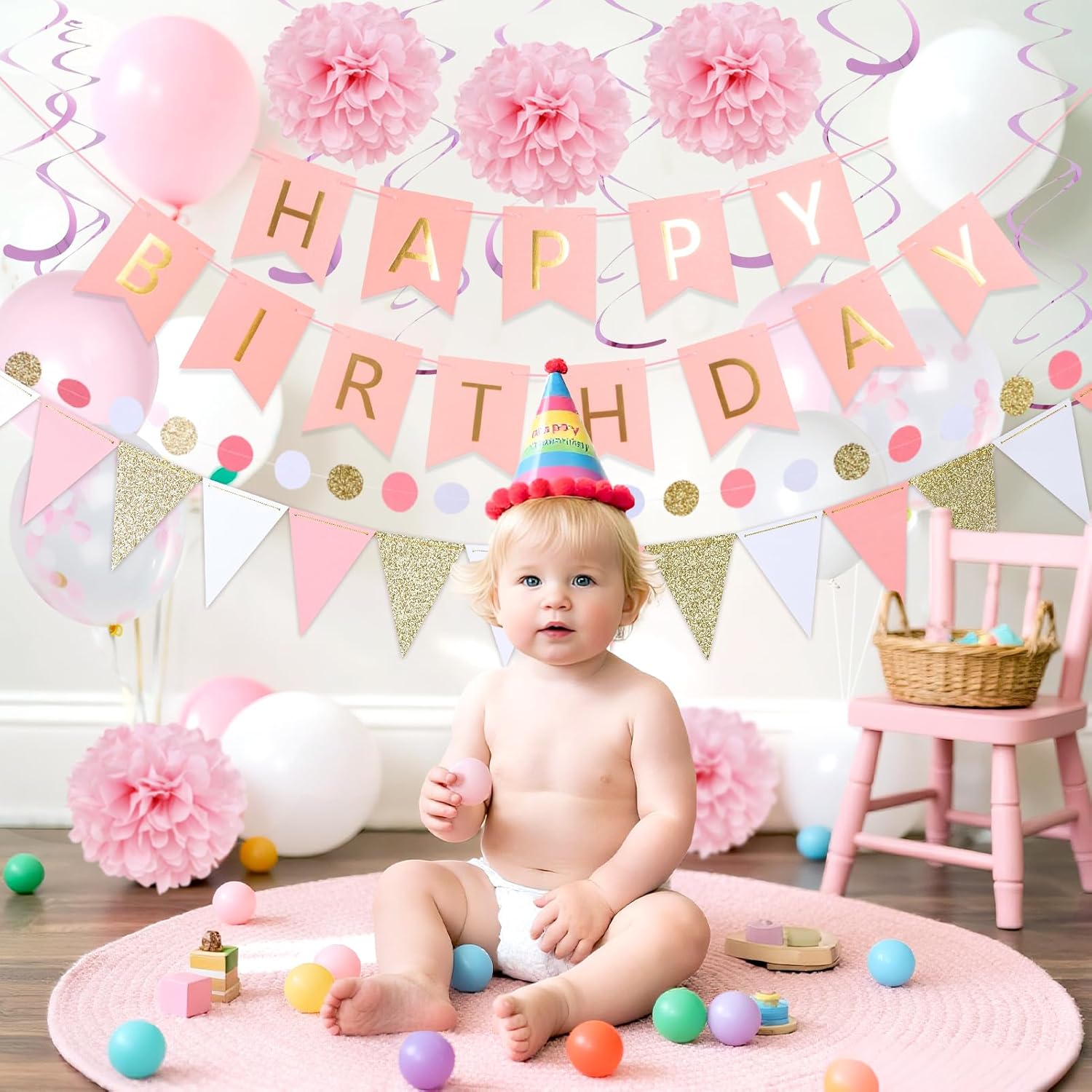 Thumbnail 3 de SUNBEAUTY 36 Stück Rosa Geburtstags Deko-Set – Komplettset für Mädchengeburtstage und Baby-Partys