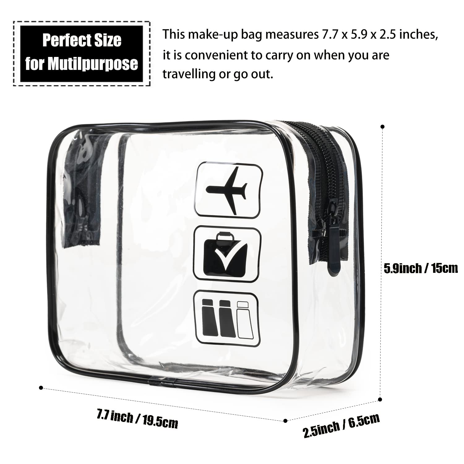 Detalle de MODENGKONGJIAN TSA Approved Toiletry Bag, 3-Pack Clear Quart-Size Travel Bags