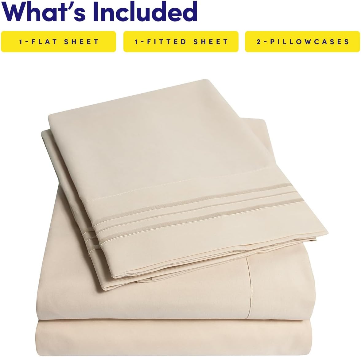 Thumbnail 2 de Sweet Home Collection 1500 Supreme Collection Queen Sheet Sets (Beige Cream) with Deep Pocket Elastic Corners