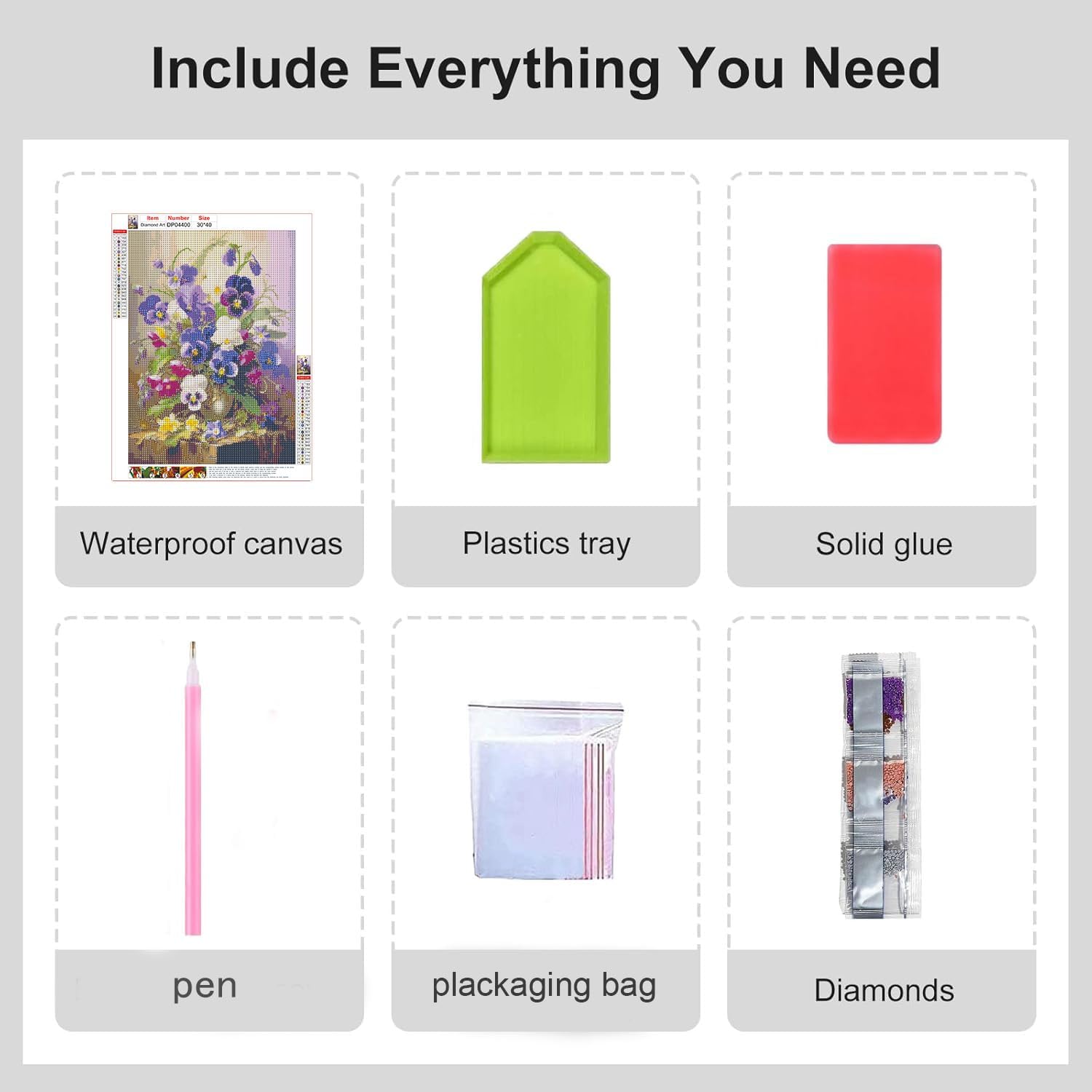 Thumbnail 6 de RYMILIE Pansy Diamond Painting Kit, 12x16in Full Round Drill Canvas