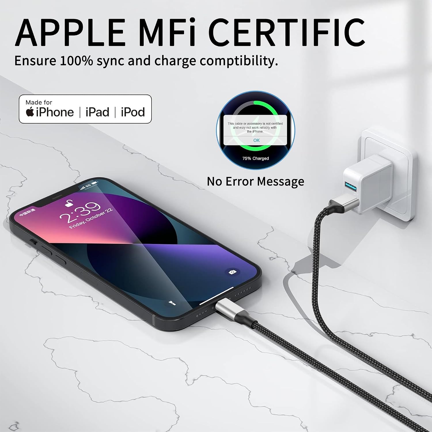 Thumbnail 1 de USB-A auf Lightning Kabel (1 m) im 3er-Pack, MFi-zertifiziert – Nylon geflochten für iPhone & iPad