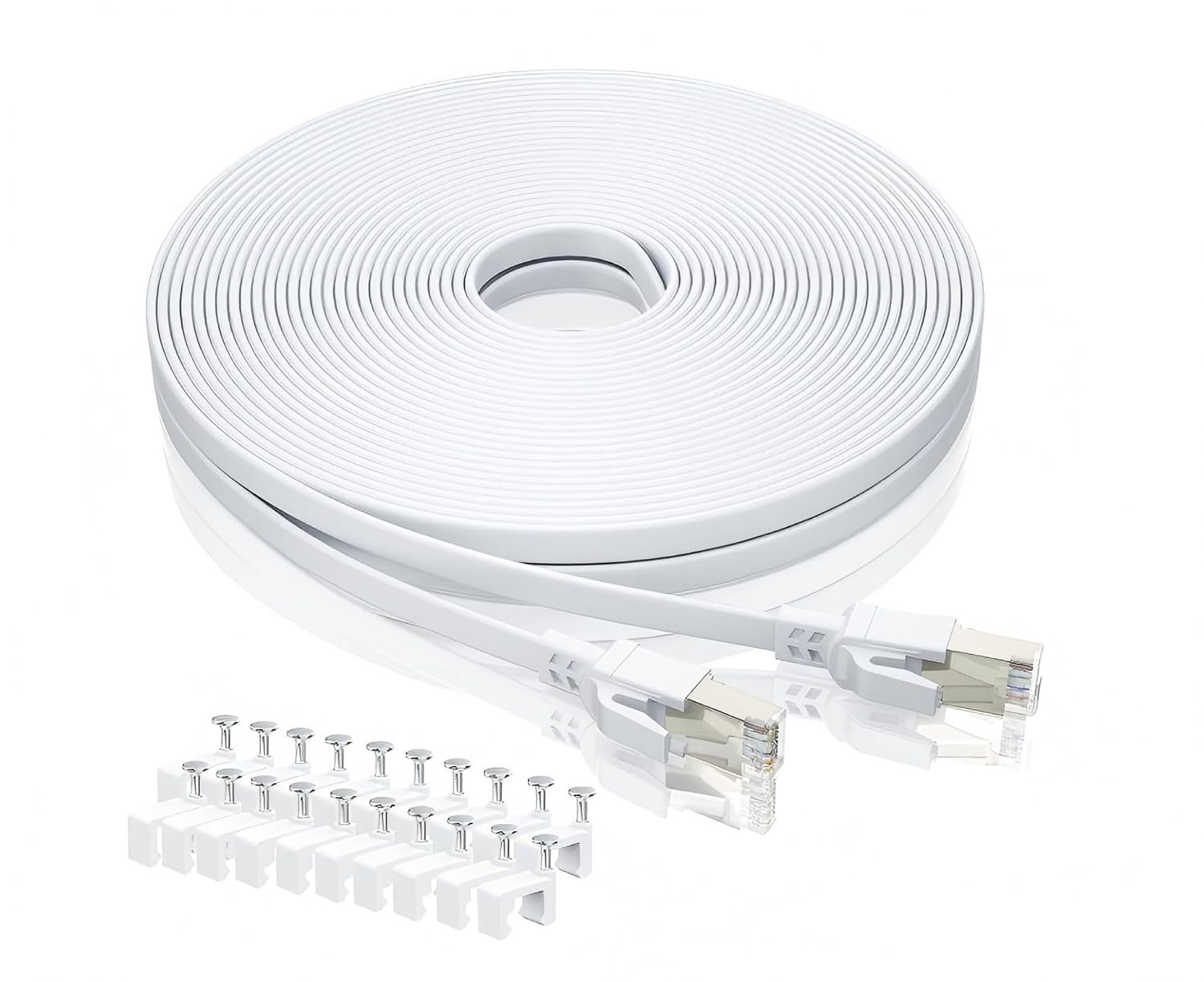 Imagen de BAHIWOM Cat8 Ethernet Cable 10m — 40Gbps, 2000MHz, Flat White en OfertitasTOP