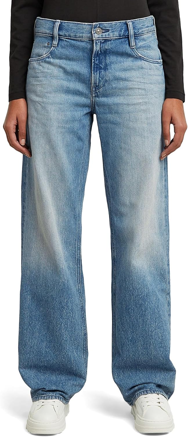 Detalle de G-Star Damen Judee Loose Low Waist Jeans mit Hosenschlitz & Nieten-Taschen