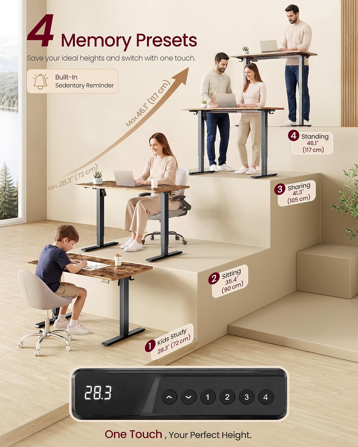 Detalle de VASAGLE Electric Standing Desk, 48 x 24 Inches