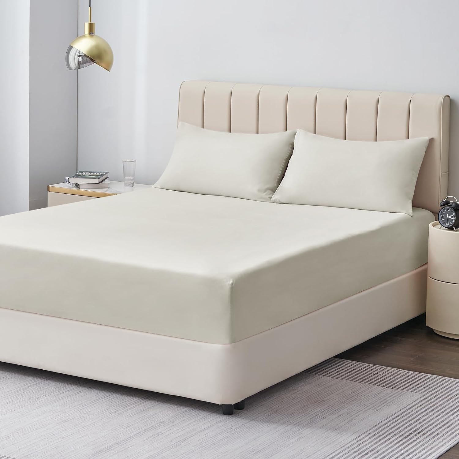 Thumbnail 2 de Aisbo King Size Fitted Sheet Linen – Extra Deep Pocket, 16 Inch / 40 cm Deep, Microfiber