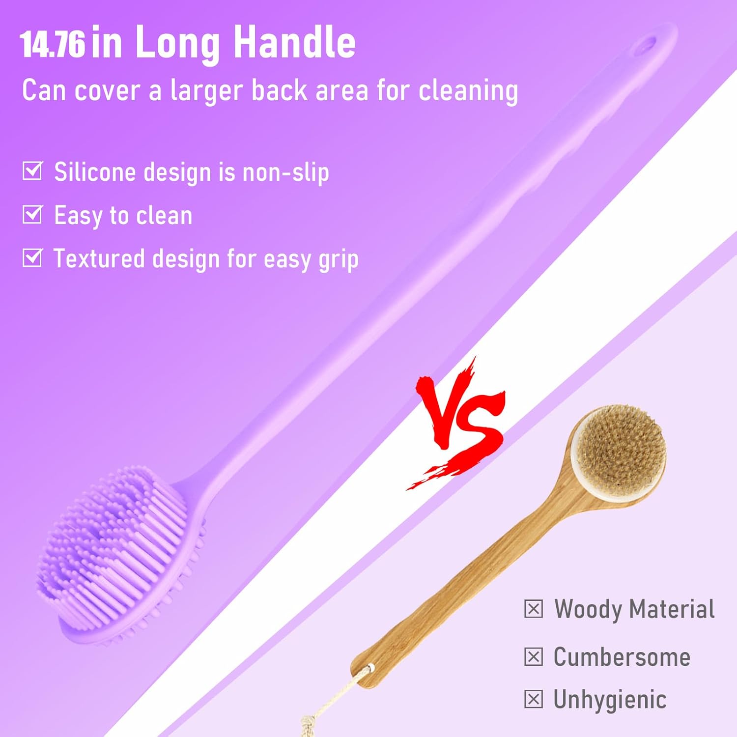 Detalle 2 de KXF Silicone Back Scrubber 37.5cm long handle