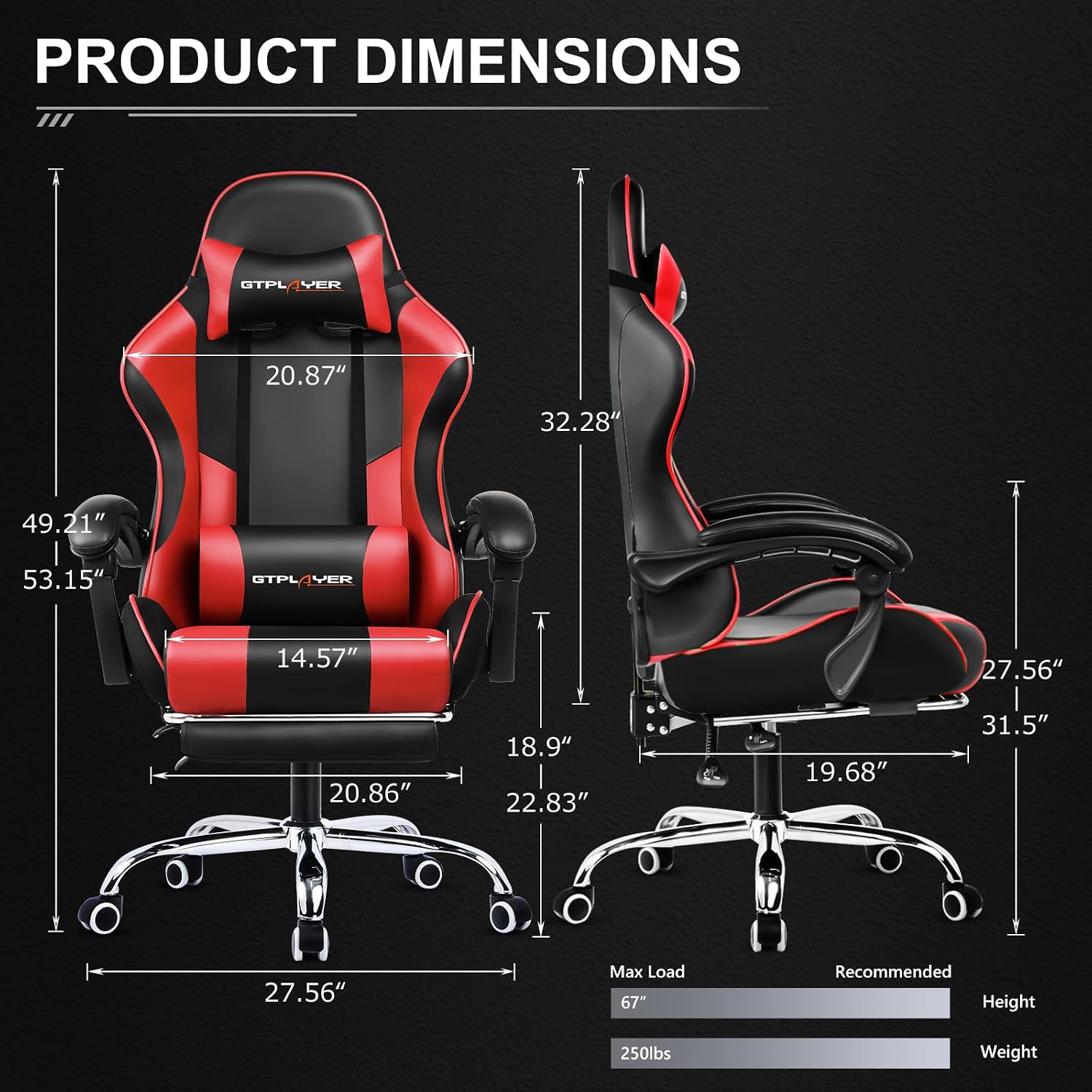 Detalle de GTPLAYER Silla Gaming Ergonómica con Masajeador