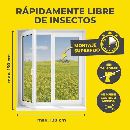 Detalle de EASYmaxx mosquitera para ventanas con Magic Click (negro) a medida, con 12 imanes