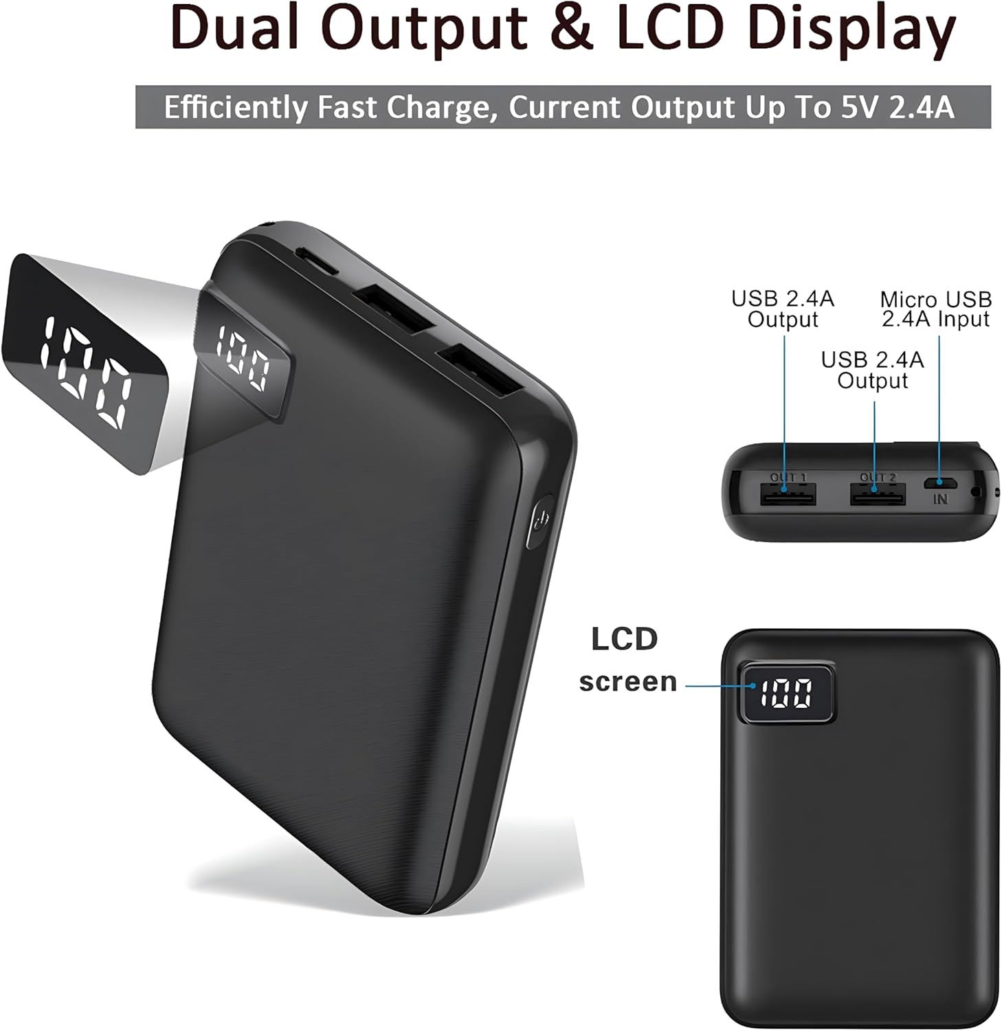 Detalle de Light Power Bank 10000mAh — Ultra-Compact Dual-Output Charger