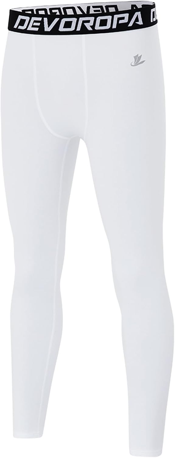 Detalle de DEVOROPA Boys Quick-Dry Compression Leggings, Breathable Sports Base Layer